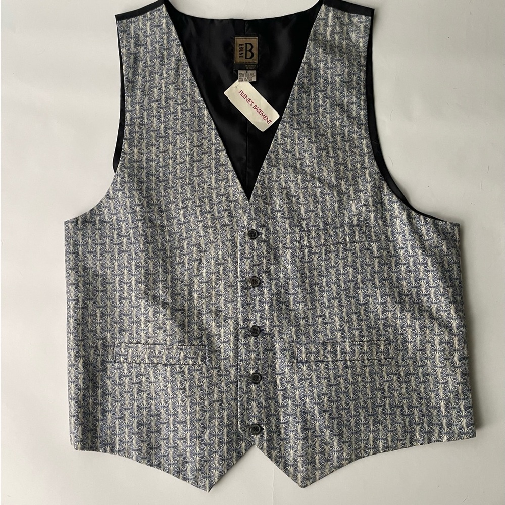 Bruno Men's Patterned Vest - Black and Gray NWT